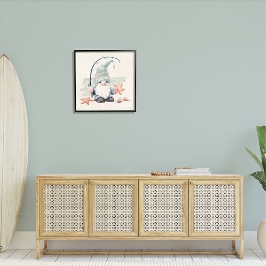 Stupell Industries Summer Fisherman Gnome Holding Starfish Framed Giclee Art
